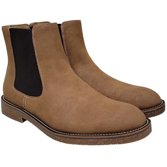 Dockers Men Novi Plain Chelsea Ankle Boots Size US 8.5M Dark Tan Faux Leather - Picture 1 of 5